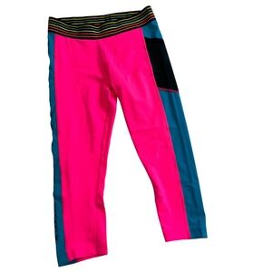 Zumba‎ Wear S/P Capri Leggings Hot Pink Blue Fresh Vibes Stocked Daily